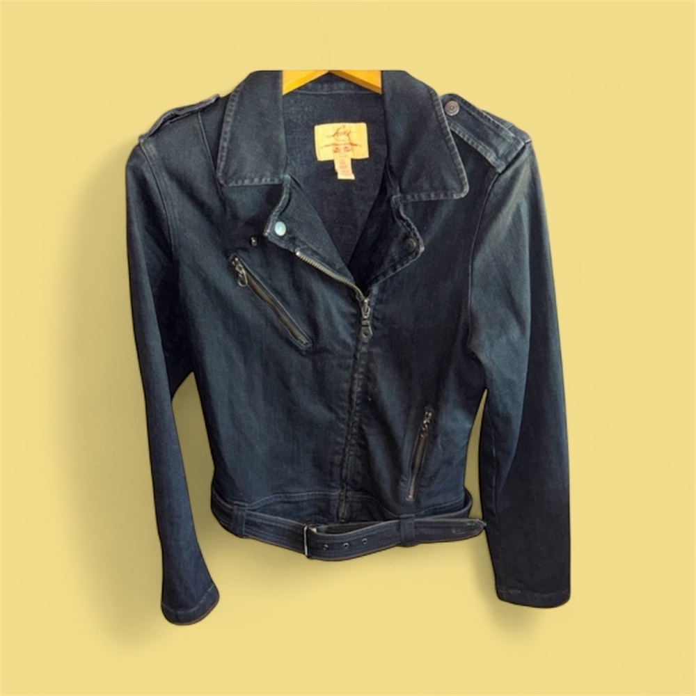 Levi's Women’s Size Large Denim Black Retro Motorcycle Moto Casual Jacket Coat
